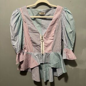 Petersyn Pastel Striped Peplum Blouse